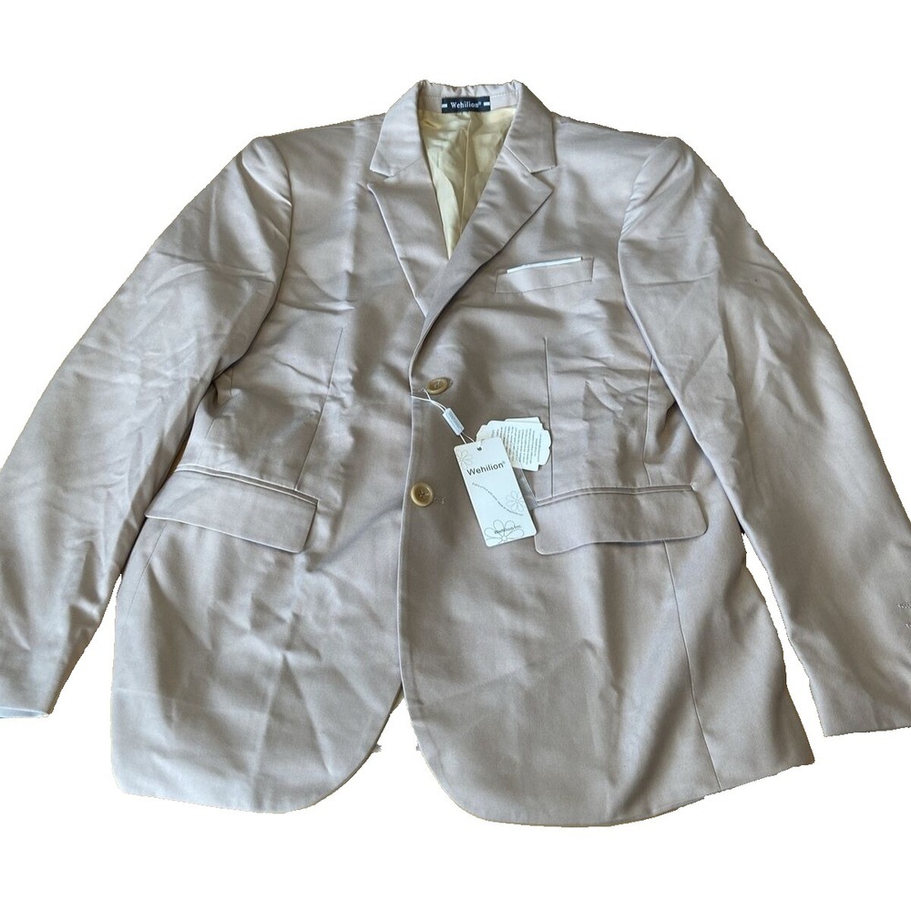 Wehilion Suit Jacket Blazer Men's Medium Beige Classic Fit sports coat